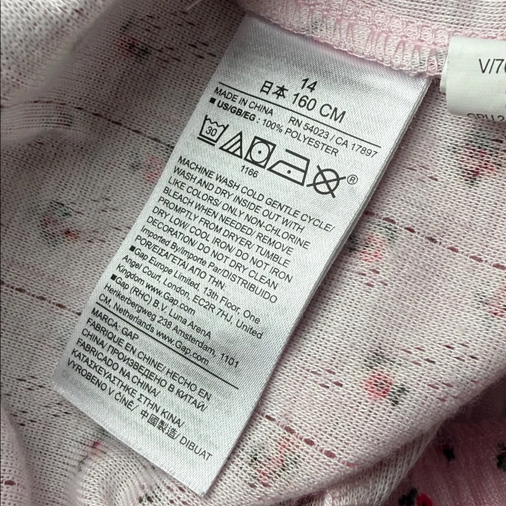 Gap Girls Pink Ditsy Floral Print 2-Piece Long Sleeve Pajama Set Size 14 - Picture 8 of 8